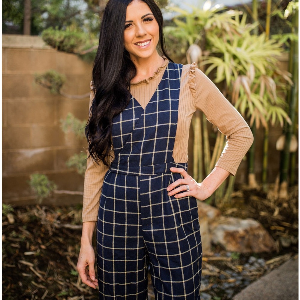 Grid Jumpsuit - Navy